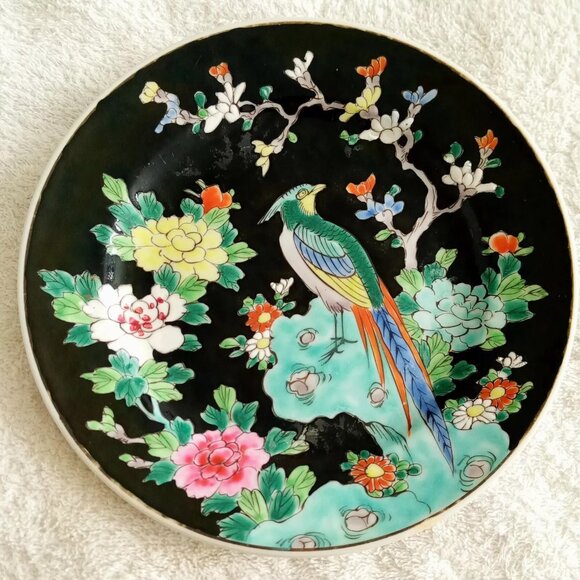 Vintage 7.5" Japanese porcelain featuring Bird w/ Cherry Blossom (5 Available!) - Picture 1 of 3